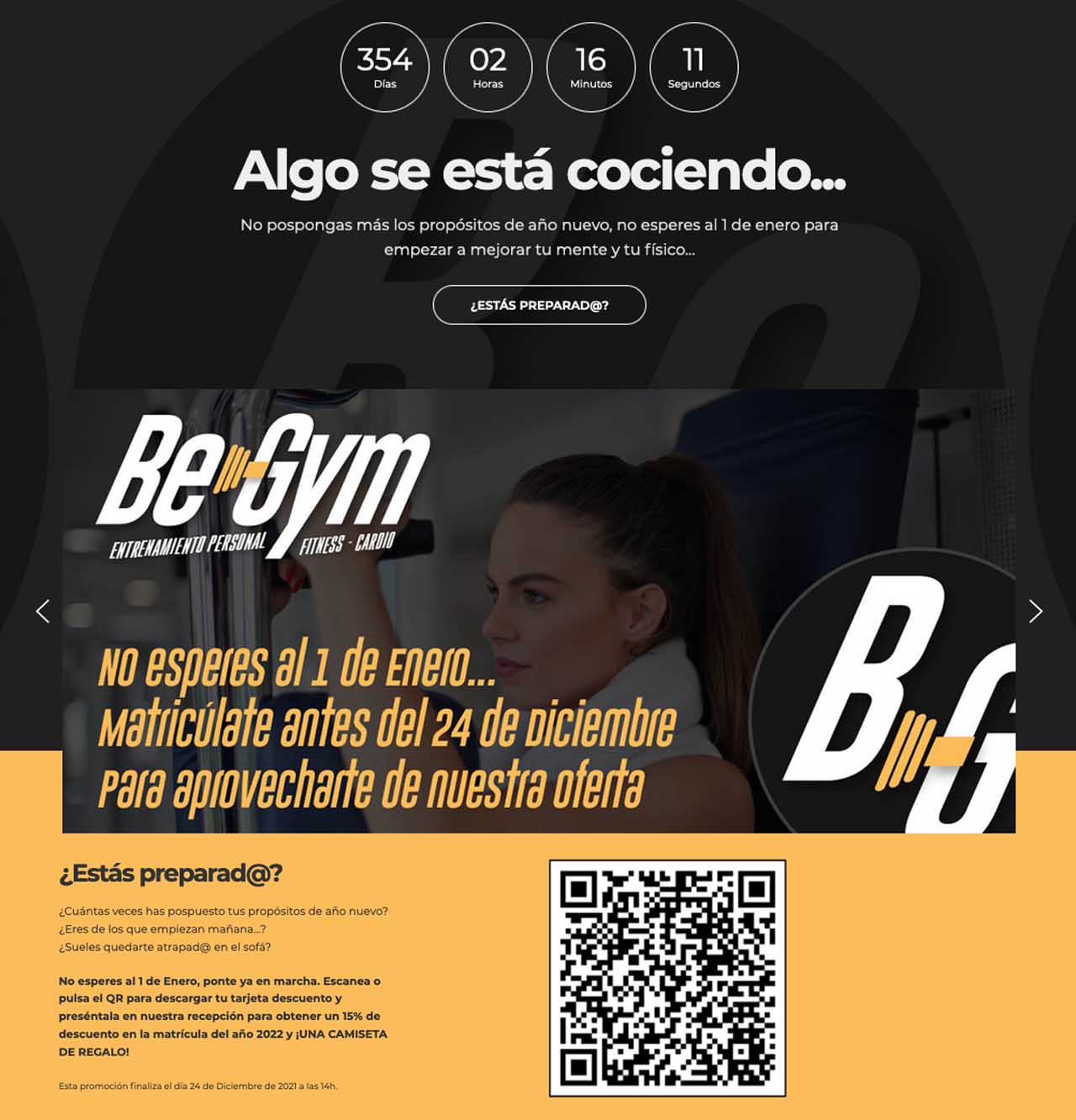 BeGym landing page