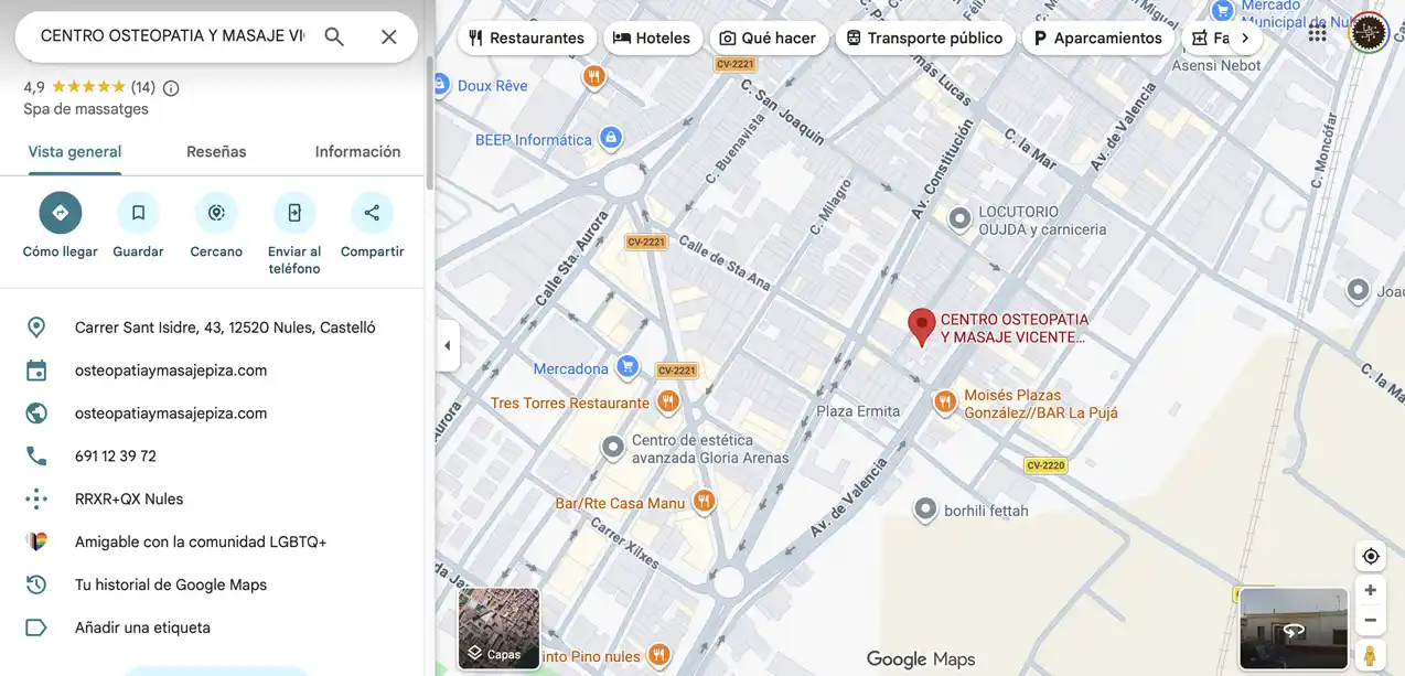 Osteopatía Pizá maps